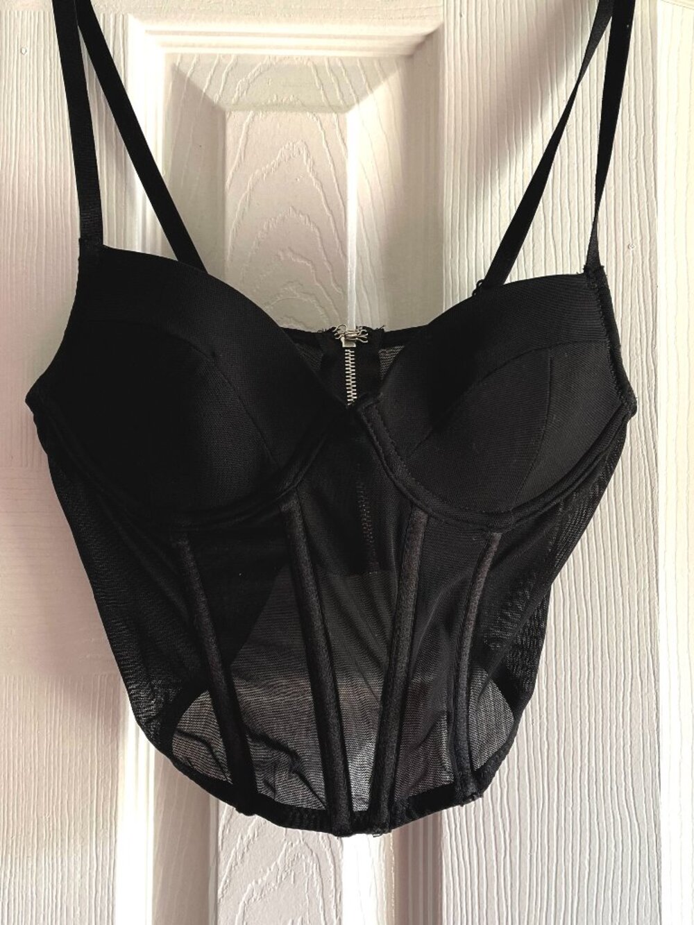 Black Mesh Corset Top with Boning XS Rue 21
